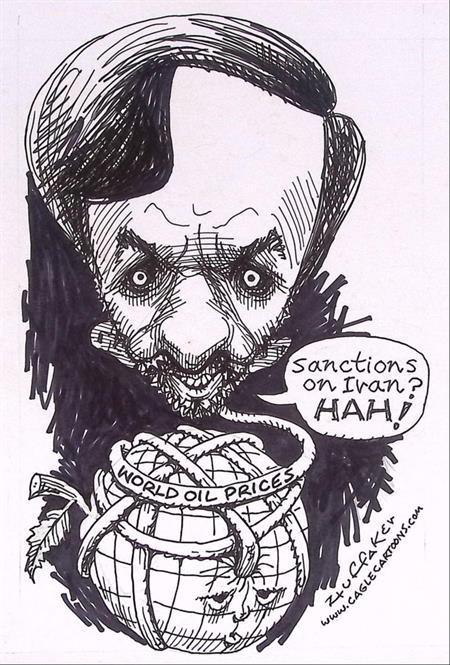 Pentekening Amerika - Iran olie (lijst optie, Tekeningen), Antiek en Kunst, Kunst | Tekeningen en Foto's, Verzenden