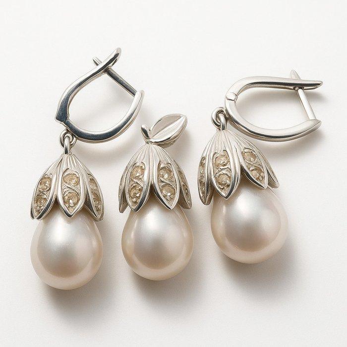 Zonder Minimumprijs - 3-delige sieradenset Platina - 6.16ct., Sieraden, Tassen en Uiterlijk, Antieke sieraden