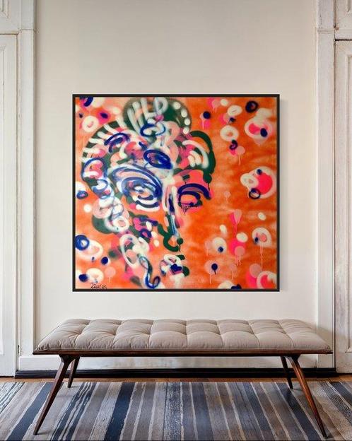 Timo Wedell (1994) - Orange Beauty Like Basquiat - XXL, Antiek en Kunst, Kunst | Schilderijen | Modern