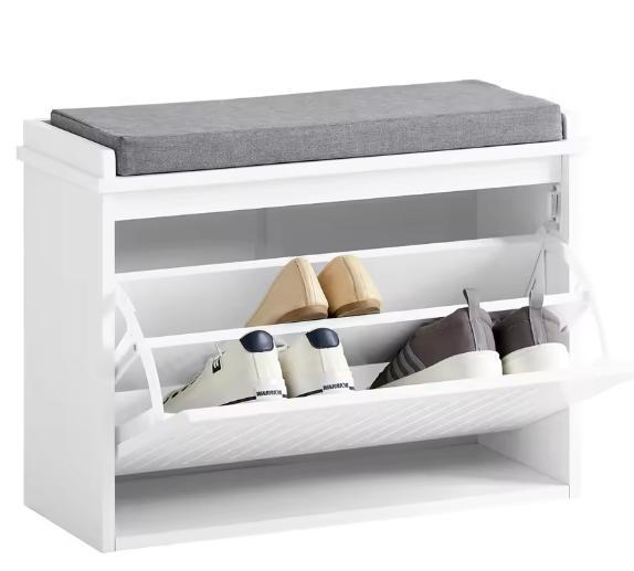 Schoenenbank met Klep en Zitkussen – Wit MDF, 62x46x26 cm, Huis en Inrichting, Kasten | Ladekasten, Nieuw, Verzenden