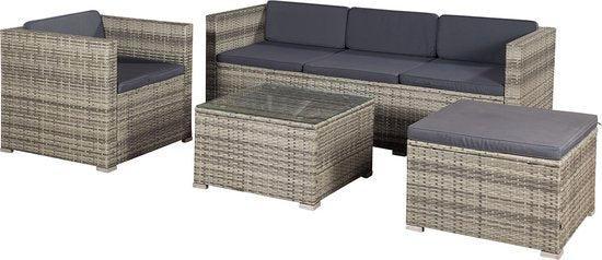 2dekans | Juskys Loungeset Punta Cana - L - Polyrotan, Tuin en Terras, Tuinsets en Loungesets, Zo goed als nieuw, Ophalen of Verzenden