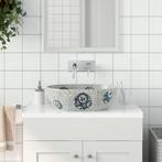 vidaXL Opzetwasbak ovaal 47x33x13 cm keramiek grijs en blauw, Verzenden, Nieuw