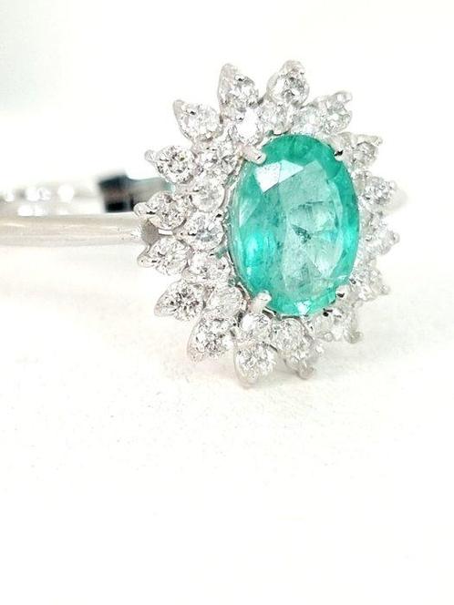 Zonder Minimumprijs - Ring - 18 karaat Witgoud Smaragd -, Sieraden, Tassen en Uiterlijk, Ringen