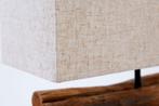 Handgemaakte tafellamp PERIFERE 40 cm beige drijfhout linnen, Nieuw, Ophalen of Verzenden