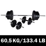 vidaXL Barbell- en dumbbellset 60,5 kg, Sport en Fitness, Fitnessmaterialen, Verzenden, Nieuw