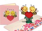 2 Verliefde Bijen op een rood hart - Ik hou van je - Vale..., Nieuw, Verzenden