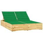 vidaXL Ligbed tweepersoons met groene kussens geïmpregneerd, Tuin en Terras, Verzenden, Nieuw