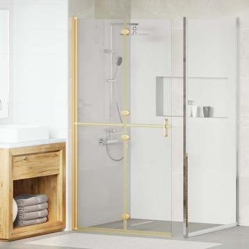 vidaXL Inloop douche wand Goud en transparant 100 x 190 cm beschikbaar voor biedingen