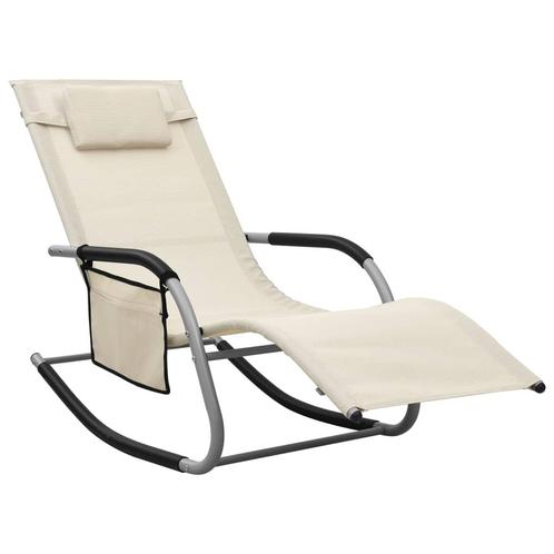 vidaXL Ligbed textileen crèmekleurig en grijs, Tuin en Terras, Ligbedden, Nieuw, Verzenden