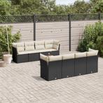 vidaXL 9-delige Loungeset met kussens poly rattan zwart, Verzenden, Nieuw, Loungeset