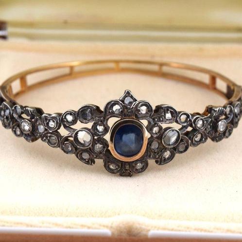 Armband - 18 karaat Geel goud - 5.80ct. tw. Saffier -, Sieraden, Tassen en Uiterlijk, Armbanden
