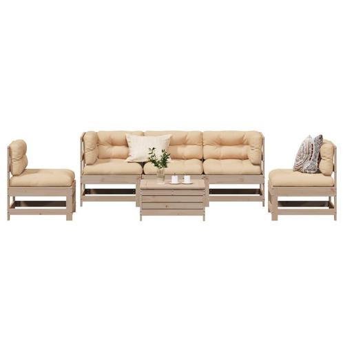 vidaXL 6-delige Loungeset met kussens massief grenenhout, Tuin en Terras, Tuinsets en Loungesets, Loungeset, Nieuw, Verzenden