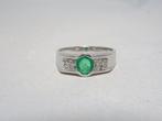 Ring - 18 karaat Witgoud Smaragd - Diamant, Sieraden, Tassen en Uiterlijk, Ringen, Nieuw