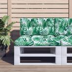 vidaXL Palletkussens 2 st stof bladpatroon, Verzenden, Nieuw, Groen