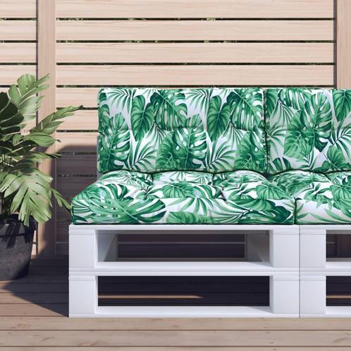 vidaXL Palletkussens 2 st stof bladpatroon, Huis en Inrichting, Woonaccessoires | Kussens, Groen, Nieuw, Verzenden