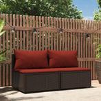 vidaXL Tuinmiddenbanken met kussens 2 st poly rattan bruin, Verzenden, Nieuw, Rotan