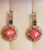 Zonder minimumprijs - Oorbellen Zilver Robijn - Topaas -, Nieuw