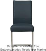 Set van 6 Leren eetkamerstoelen sledepoot rond - Echt leer,, Huis en Inrichting, Stoelen, Overige kleuren, Nieuw, Leer, Ophalen of Verzenden
