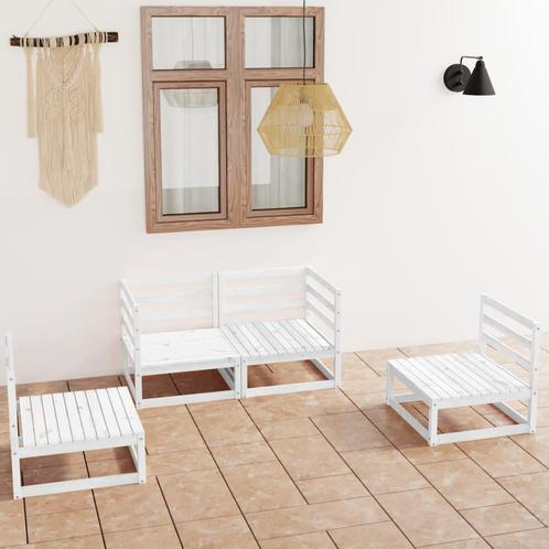 vidaXL 4-delige Loungeset massief grenenhout wit, Tuin en Terras, Tuinsets en Loungesets, Loungeset, Nieuw, Verzenden