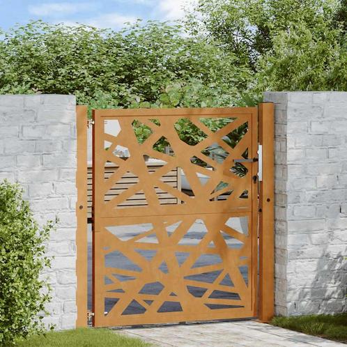 vidaXL Poort met lichtontwerp 105x105 cm weervast staal, Tuin en Terras, Tuinpoorten, Nieuw, Verzenden