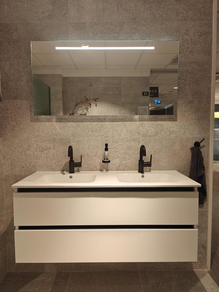 Badmeubel 120cm glans wit, complete set - 0032, Huis en Inrichting, Badkamer | Badkamermeubels, Wastafelkast, Nieuw, 100 tot 150 cm