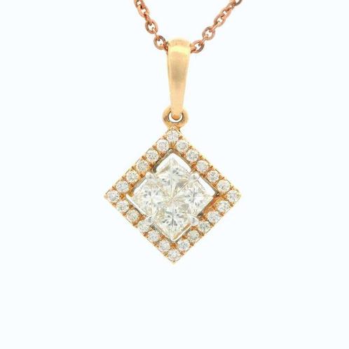 Ketting met hanger - 18 karaat Roségoud - 0.53ct. tw., Sieraden, Tassen en Uiterlijk, Antieke sieraden