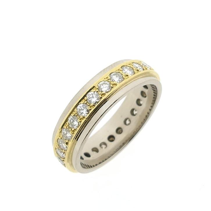 Bicolor alliance ring met diamanten, Sieraden, Tassen en Uiterlijk, Ringen, Dame, Met edelsteen, Overige kleuren, 18 tot 19, Gebruikt