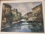 Giovanni Riva (1890-1973) - Navigli di Milano, Antiek en Kunst, Kunst | Schilderijen | Klassiek