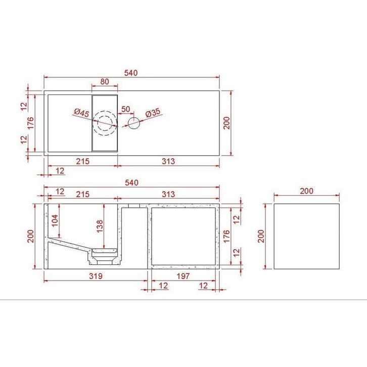 Fontein Wiesbaden Julia 54x20x20cm met Nis Solid Surface Mat, Doe-het-zelf en Verbouw, Sanitair, Ophalen of Verzenden