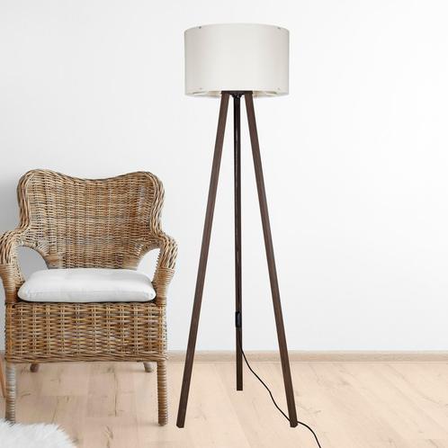 [lux.pro] Staande lamp vloerlamp Keynes E27 walnootkleurig e, Huis en Inrichting, Lampen | Vloerlampen, Nieuw, Verzenden