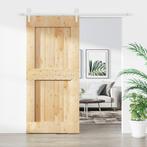 vidaXL Schuifdeur met beslag 100x210 cm massief grenenhout, Doe-het-zelf en Verbouw, Deuren en Horren, Verzenden, Nieuw