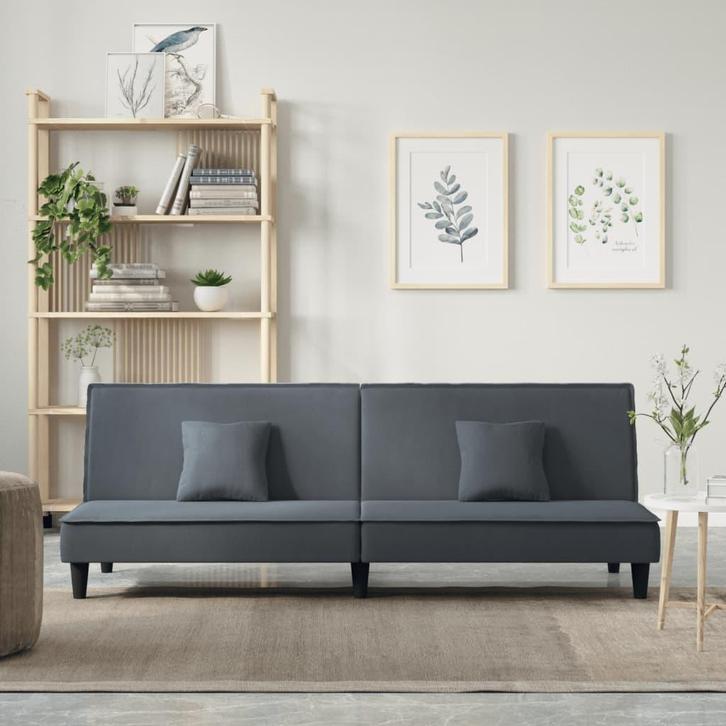 vidaXL Slaapbank fluweel donkergrijs, Huis en Inrichting, Banken | Bankstellen, Nieuw, 200 tot 250 cm, Stof, Verzenden