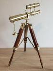 Nautical telescope on adjustable wooden tripod - Messing
