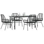 vidaXL 5-delige Tuinset poly rattan glas zwart, Tuin en Terras, Tuinsets en Loungesets, 4 zitplaatsen, Nieuw, Tuinset, Verzenden