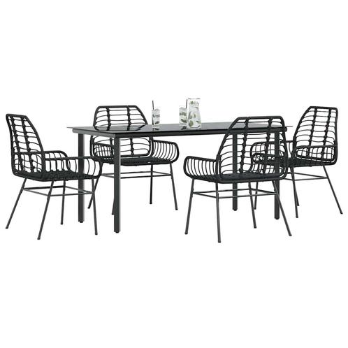 vidaXL 5-delige Tuinset poly rattan glas zwart, Tuin en Terras, Tuinsets en Loungesets, Tuinset, Nieuw, 4 zitplaatsen, Rotan, Verzenden