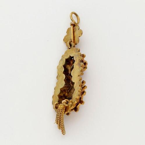 Hanger - 14 karaat Geel goud - 0.10ct. tw. Bloedkoraal, Sieraden, Tassen en Uiterlijk, Antieke sieraden