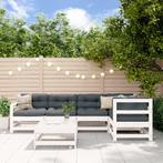 vidaXL 6-delige Loungeset met kussens massief hout wit, Tuin en Terras, Tuinsets en Loungesets, Verzenden, 6 zitplaatsen, Nieuw
