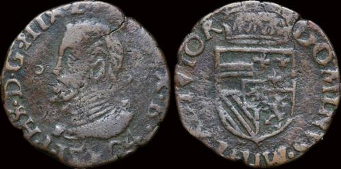 Southern Netherlands Brabant Philips Ii duit 1594 koper, Postzegels en Munten, Munten | Europa | Niet-Euromunten, Verzenden