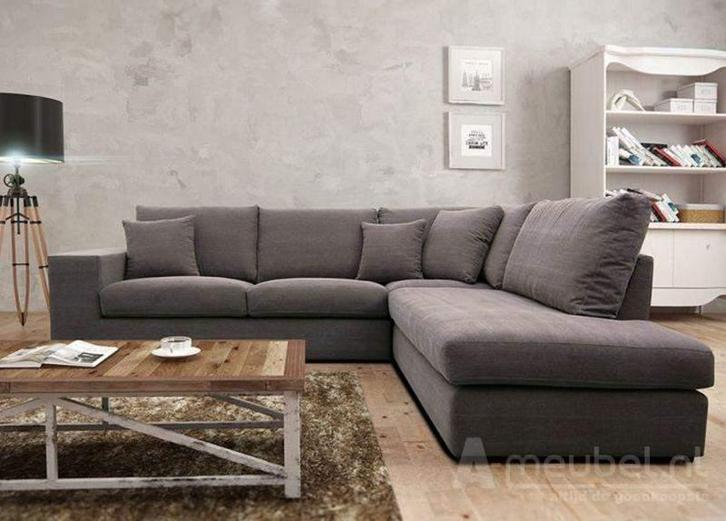 Hoekbank Gouda - hoekbanken - Taupe, Huis en Inrichting, Banken | Sofa's en Chaises Longues, 150 cm of meer, Nieuw, 250 tot 300 cm