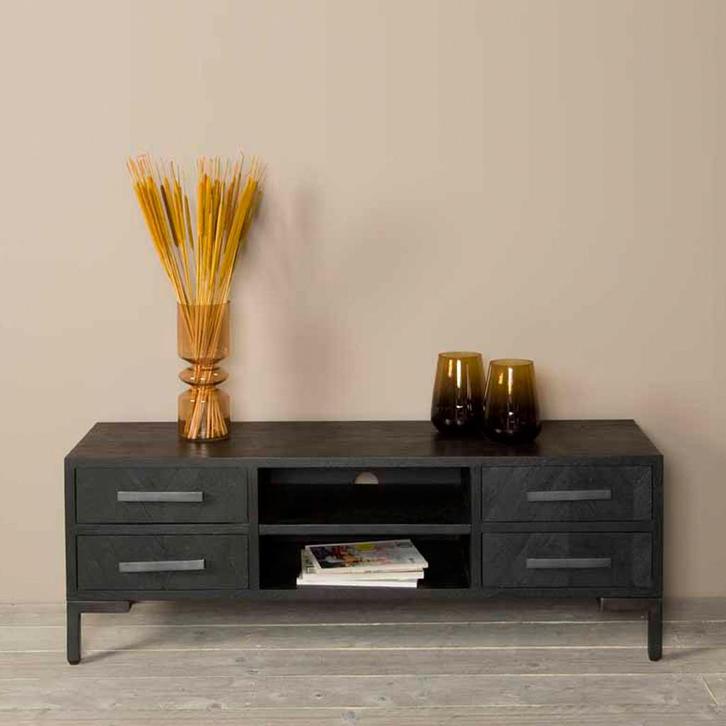 *WOONWINKEL* Tower Living Ziano Zwarte Vissengraat Tv Meubel, Huis en Inrichting, Kasten | Televisiemeubels, Nieuw, Verzenden