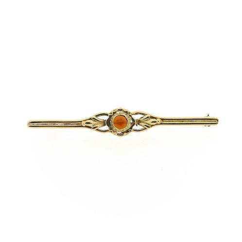 Vintage gouden broche met granaat (vintage broche), Sieraden, Tassen en Uiterlijk, Broches, Overige kleuren, Gebruikt, Met edelsteen