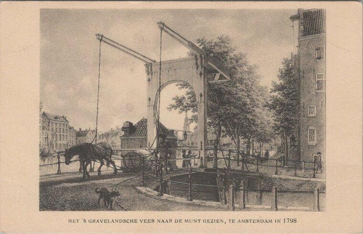 AMSTERDAM - Het s Gravelandsche Veer naar de Munt geien,..., Verzamelen, Ansichtkaarten | Nederland, Verzenden