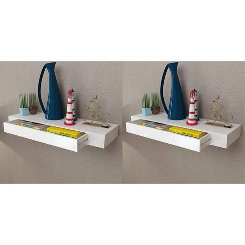 vidaXL Wandplanken zwevend met lades 2 st 80 cm wit, Huis en Inrichting, Woonaccessoires | Wandplanken en Boekenplanken, Nieuw