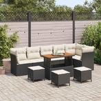 vidaXL Tuin Sofa Set met kussen 10 pcs Zwart en crème 110 x, Verzenden, Nieuw, Rotan