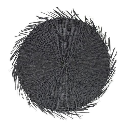 Wanddecoratie Zeegras cirkel franjes zwart  38cm, Tuin en Terras, Tuinwanddecoratie, Verzenden