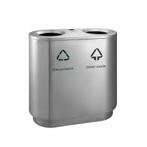 Recycling afvalbak indoor 2x41 ltr - Mat RVS, Huis en Inrichting, Woonaccessoires | Prullenbakken, Verzenden, Nieuw