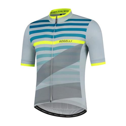 Stripe fietsshirt Km Grijs/fluor/groen, Fietsen en Brommers, Fietsaccessoires | Fietskleding, Heren, Nieuw, Verzenden
