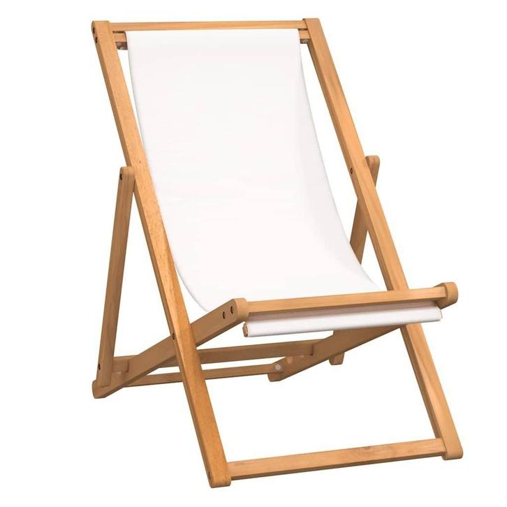 Strandstoel teakhout creme | retourdeal 57% korting, Tuin en Terras, Tuinstoelen, Inklapbaar, Nieuw, Teakhout, Ophalen of Verzenden