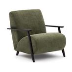 *WOONWINKEL* Kave Home Meghan Retro Fauteuil Groen En Wenge, Huis en Inrichting, Fauteuils, Verzenden, Nieuw, Stof