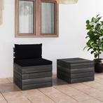 vidaXL 2-delige Loungeset met kussens pallet massief, Tuin en Terras, Verzenden, Nieuw, 2 zitplaatsen, Loungeset